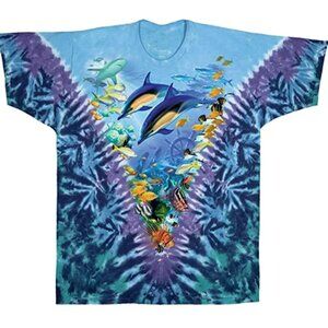 CARIBBEAN TREASURE AQUATIC SEA LIFE TIE DYE SHORT SLEEVE NEW